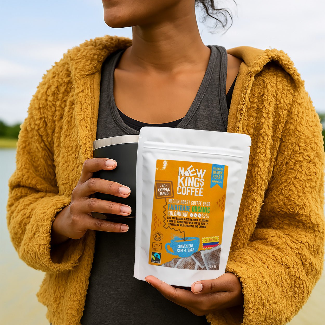 Medium Roast Coffee Bags - Fairtrade Organic Colombian Coffee Bags - 100% Colombia Arabica - New Kings Coffee